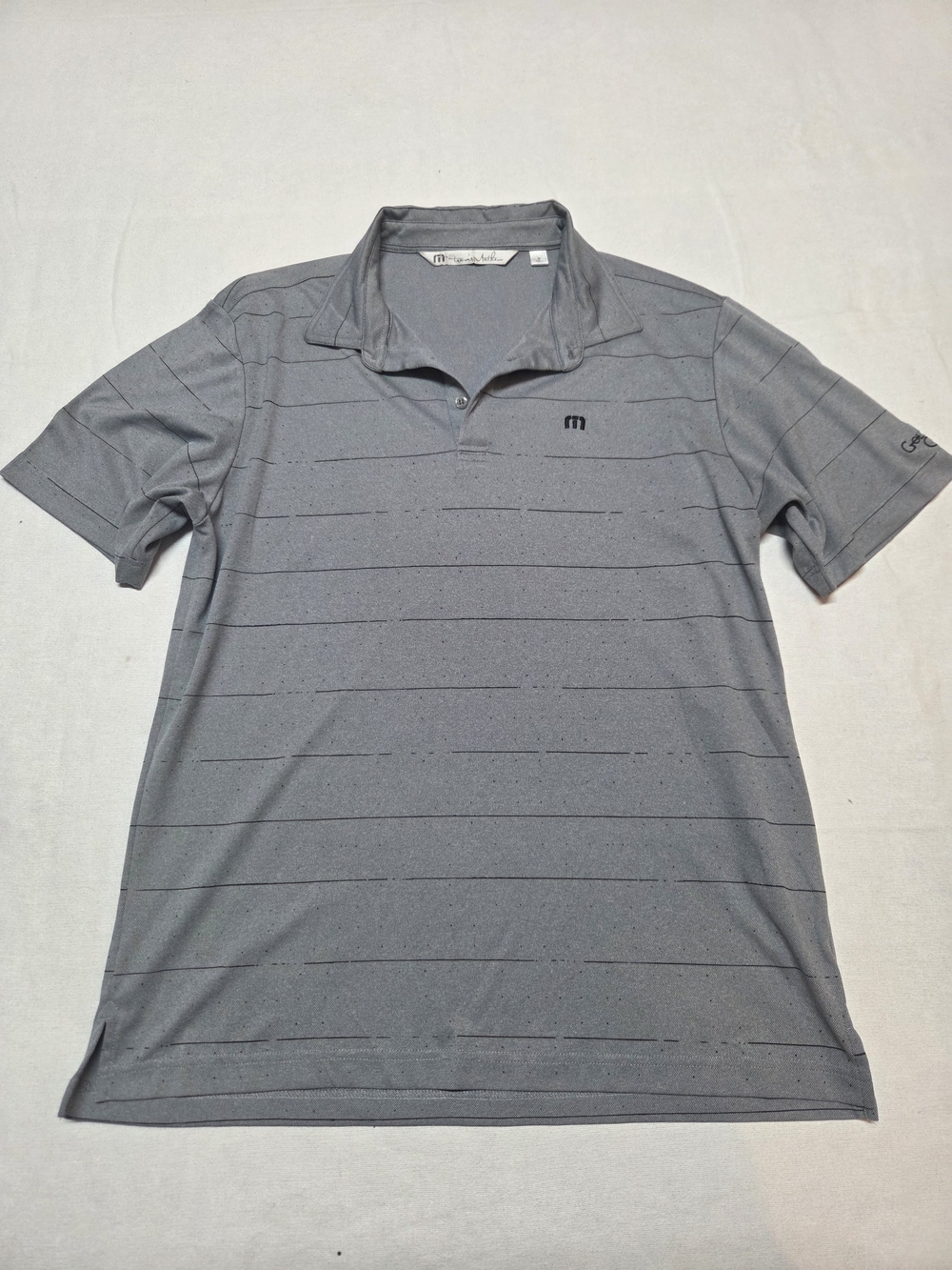 Travis Mathew Gray Striped Performance Polo Size M
